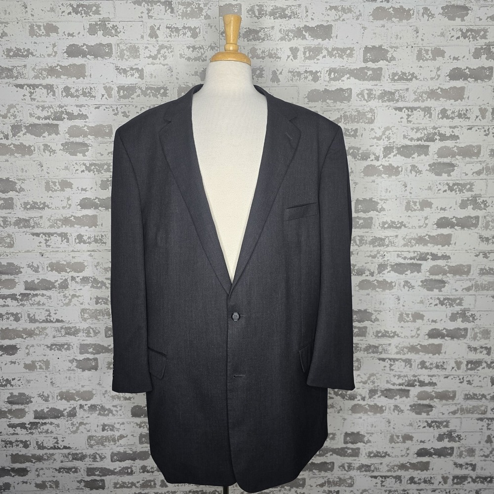Oak Hill Big & Tall Dark Gray 100% Wool Sport Coat 2 Button Center Vent 56 Long